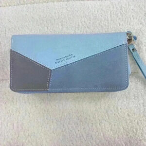 Trendy Color-Block Long Wallet  with Multiple Compartments -